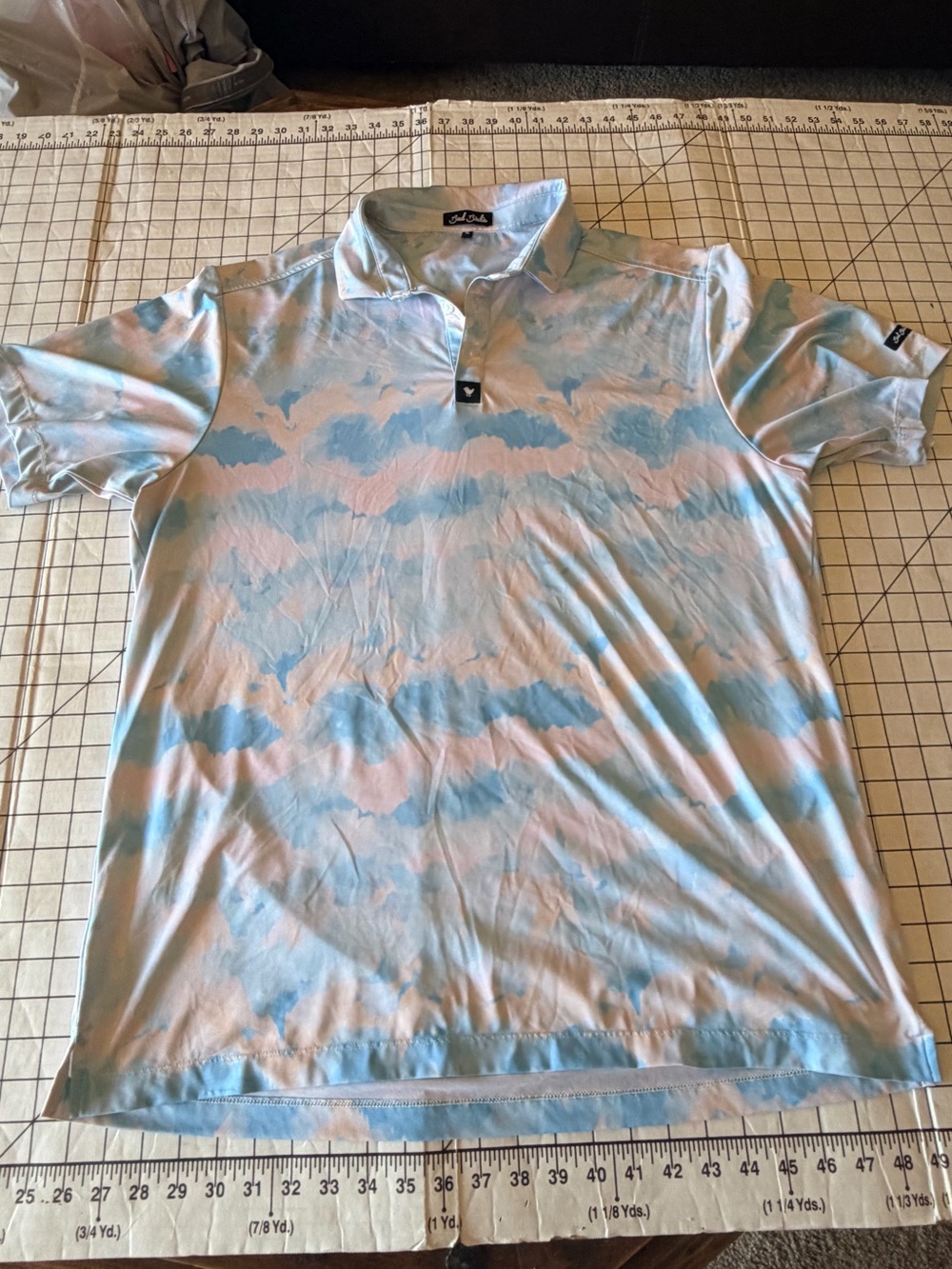 Bad Birdie Blue & White Tie-Dye Polo Shirt